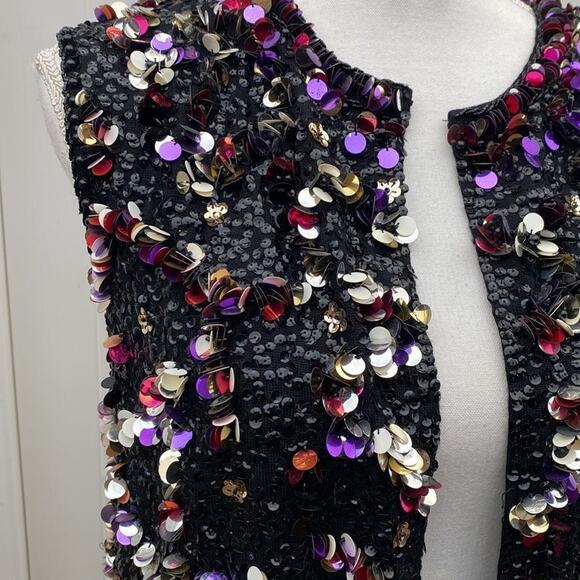 Vintage 60s beaded vest Embellished with sequins. 100% Wiool Must see Video - Picture 3 of 16